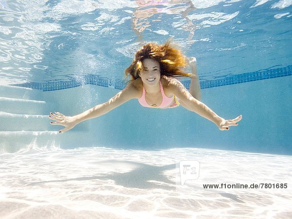 USA Utah Orem Portrait of young woman under water