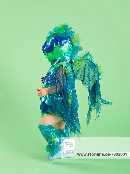 Baby girl (12-17 months) in fish costume for Halloween