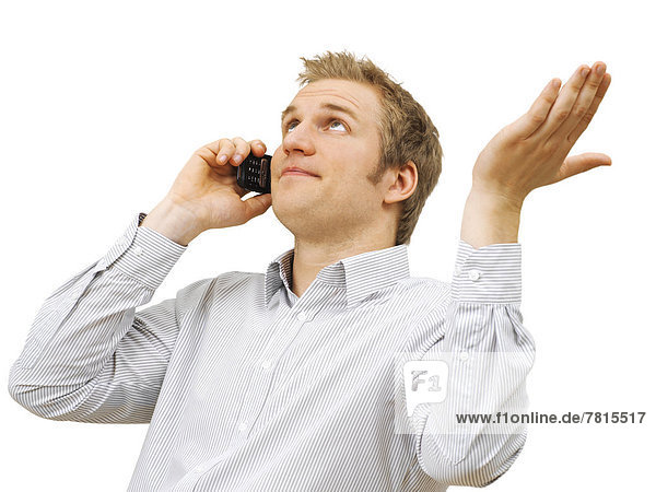 Businessman using a mobile phone  stressed