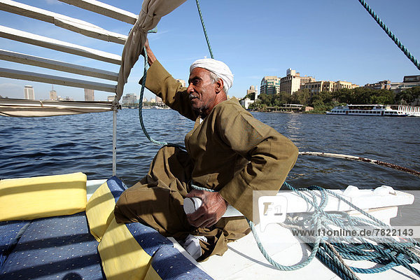 Africa  Egypt  Cairo  Nile River  Felucca typical sail boat                                                                                                                                         
