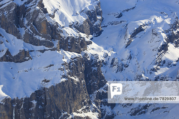 Kälte  Detail  Details  Ausschnitt  Ausschnitte  Felsbrocken  Europa  Berg  Winter  Eis  Alpen  Westalpen  Bergmassiv  Schnee  schweizerisch  Schweiz