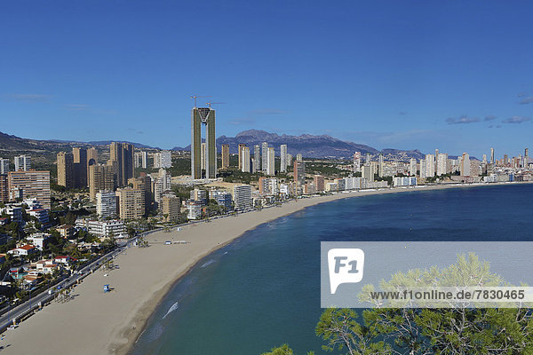 Spain Europe Benidorm Costa Blanca architecture beach city coast Costa famous Mediterranean skyline skyscrapers touristic travel
