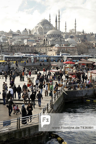 Ansicht der Suleymaniye Moschee von der Galata Brücke  Istanbul  Türkei