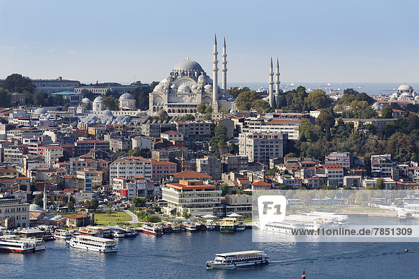 Türkei  Istanbul  Blick vom Galata-Turm und Suleymaniye Moschee