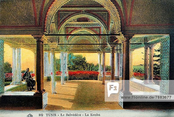 Koubba pavilion in the Belvedere park (postcard c.1900),  Tunis,  Tunisia