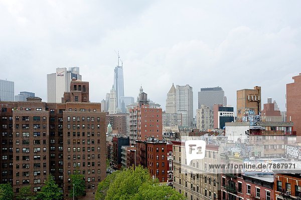 Skyline from Manhattan with One World Trade Center  New York City  New York State  USA