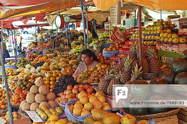 Marktstände mit Früchten auf dem Markt Mercado Central de Sucre  Bolivien
