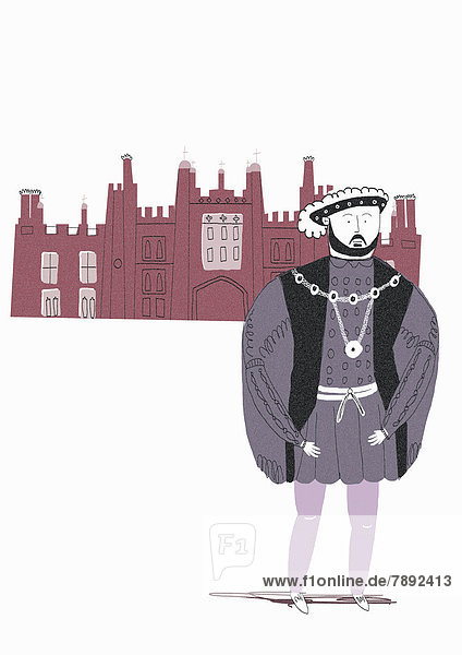 Heinrich VIII. steht vor dem Hampton Court Palace