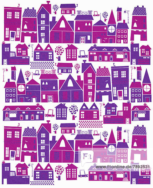 Stadtansicht Stadtansichten Gebäude lila pink