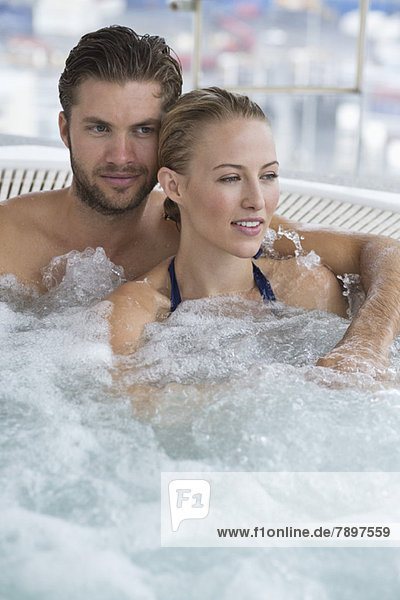 Couple in a hot tub