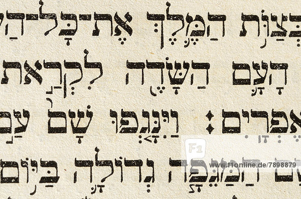 Hebräische Schriftzeichen aus einer jüdisch-deutschen Bibel  Altes Testament  1872
