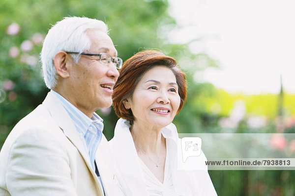 Senior couple smiling away