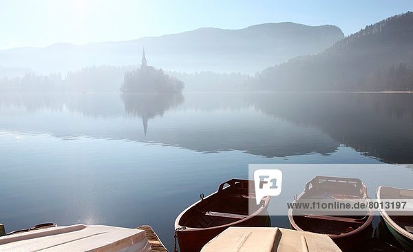 Pilgrimage Church of the Assumption of Mary on Bled Island Lake Bled Slovenia.