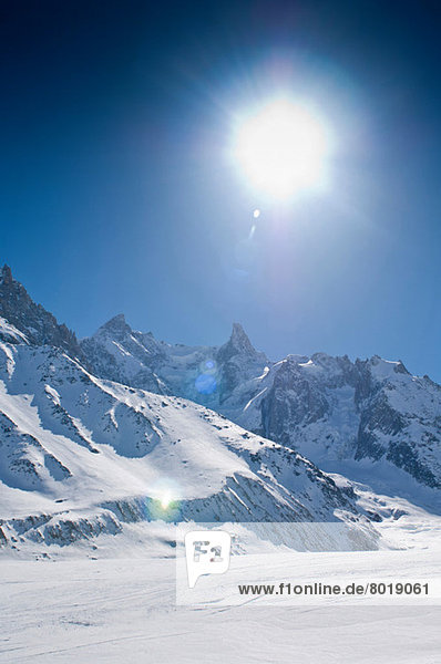 La Vallee Blanche  Chamonix  Frankreich  an einem sonnigen Tag