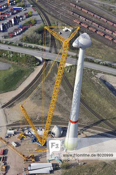 Construction of an Enercon E-112 wind turbine  Hamburg Altenwerder
