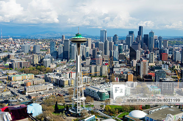 Luftaufnahme der Weltraumnadel Seattle  Washington State  USA