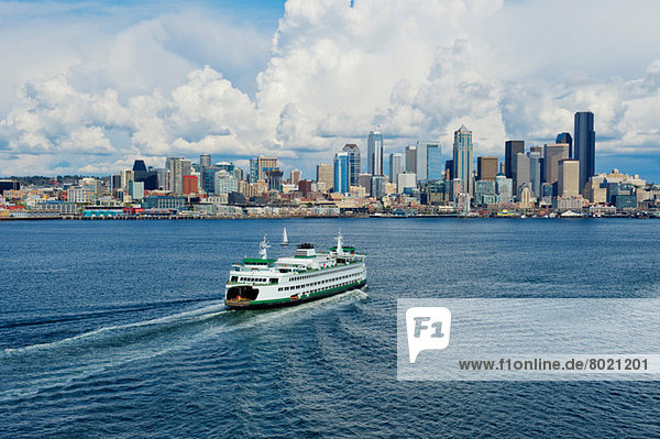 Aerial view of ferry  Seattle  Washington State  USA