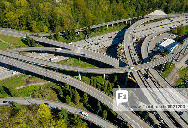 Luftaufnahme von Autobahnüberführungen Seattle Washington State USA
