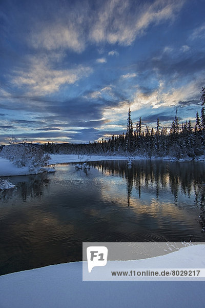 Sunset over mcintyre creek Whitehorse yukon canada