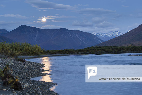 Nationalpark  Fluss  Bach  Spiegelung  Eingang  Noatak  Alaska  Alaska  Arktis  Mondschein