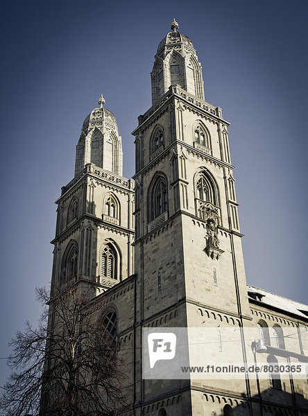 Grossmunster a romanesque-style protestant church, Zurich switzerland