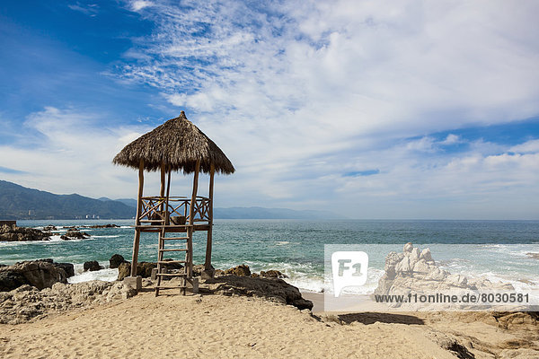 Lifeguard palapa on the beach Puerto vallarta mexico