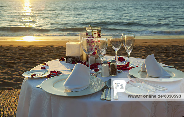 Abendessen Strand Tischset Blütenblatt Ende 2 Orchidee Romantik Rose Sonne