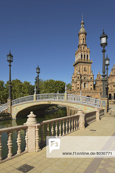 Bridge over water in the plaza de espana Seville andalusia spain