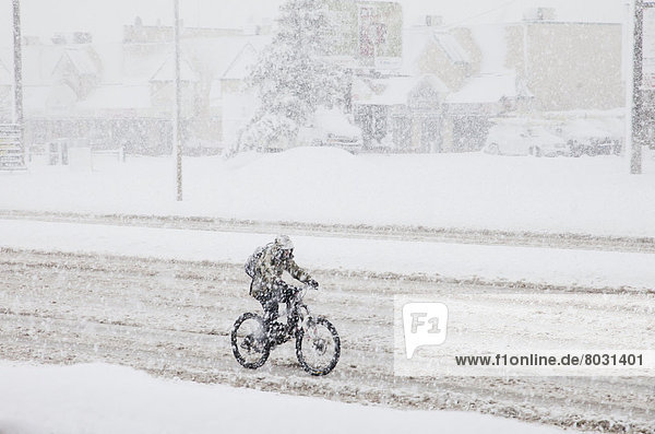 Sturm  fahren  Fahrradfahrer  Schnee