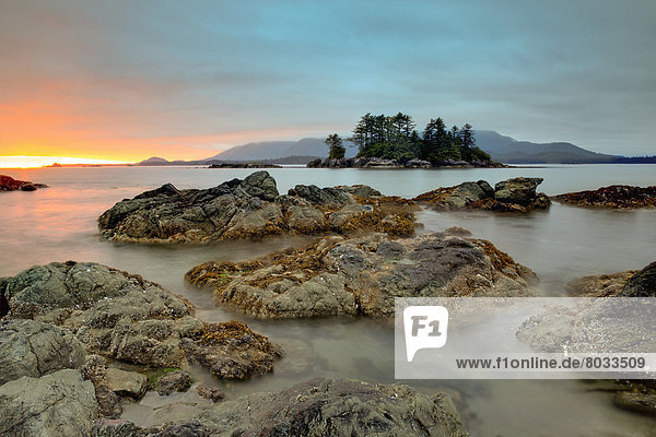 Whaler Islet With View Towards Flores Island  Vancouver Island British Columbia Canada