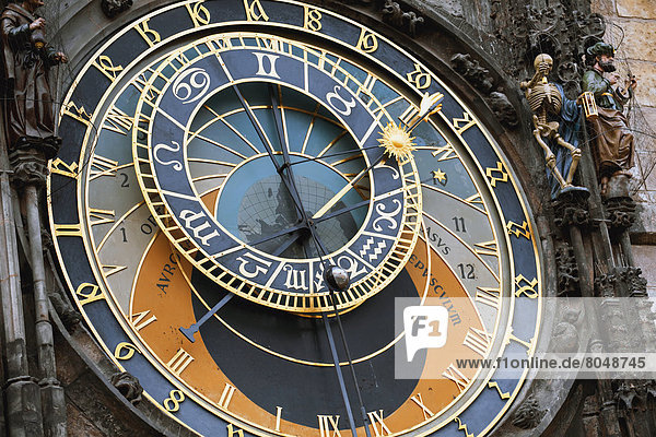 Astronomical clock at Town Hall  Prague  Czech Republic