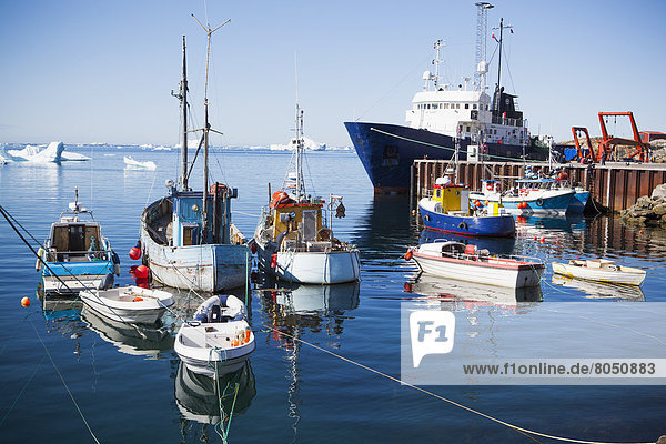 Boats in harbour  Upernarvik  Greenland  Denmark