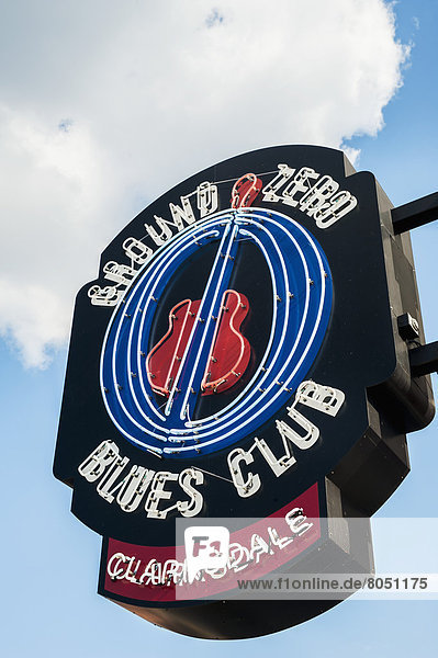 Ground Zero Blues Club sign  Clarksdale  Mississippi  USA