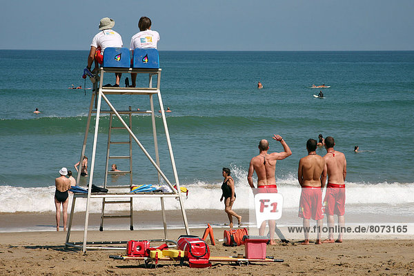 Lifeguard on duty on a beach. Lifeguard surveillance  beach in Biarritz (64)