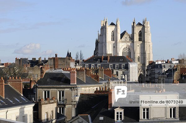 'Nantes (44): city centre  the Cathedral of St Peter and St Paul (''Cathedrale Saint-Pierre-et-Saint-Paul de Nantes'') overhanging the roofs  2011.'