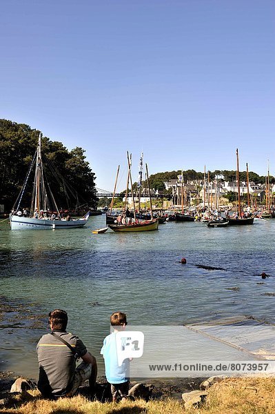 'Gathering of old sailing ships at the ''Semaine du Golfe''  in the Gulf of Morbihan (56): Saint-Goustan Harbour  Auray.'