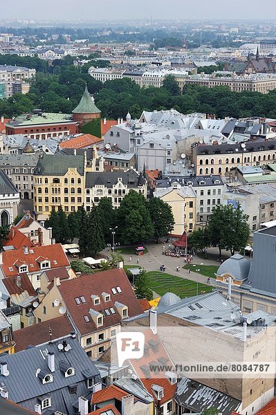 Kirche  Ansicht  Riga  Hauptstadt  Luftbild  Fernsehantenne  Lettland  Nordeuropa