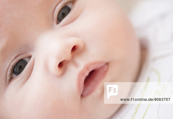 Close up of Caucasian baby's face