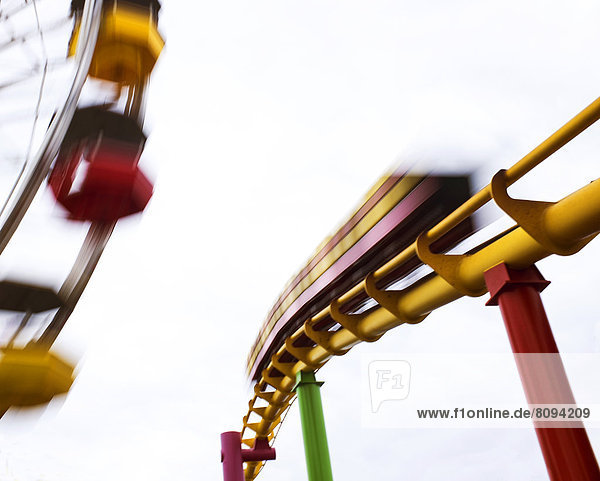 Blurred view of roller coaster ride