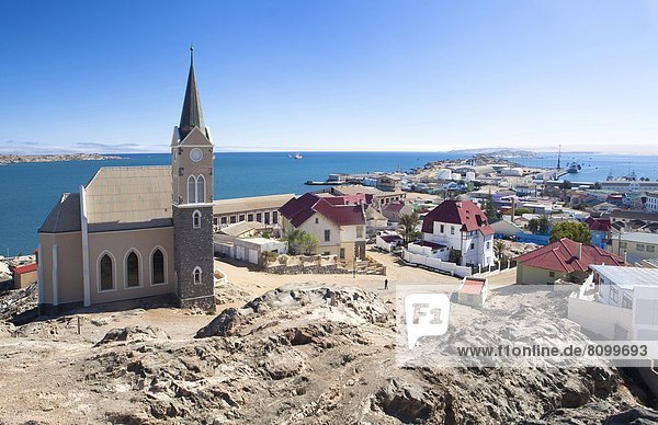 Küste  Stadt  Architektur  bunt  Kirche  Ansicht  Namibia  Lüderitz  Afrika