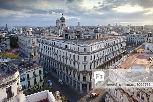 Havanna  Hauptstadt  Dach  über  Gebäude  spät  Ansicht  Nachmittag  Capitolio  Kuba