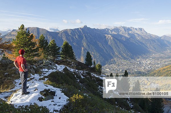 Farbaufnahme  Farbe  Frankreich  Europa  Tal  Herbst  Französische Alpen  Chamonix  Haute-Savoie