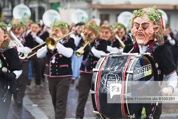 Fasnact spring carnival parade  Lucerne  Switzerland  Europe
