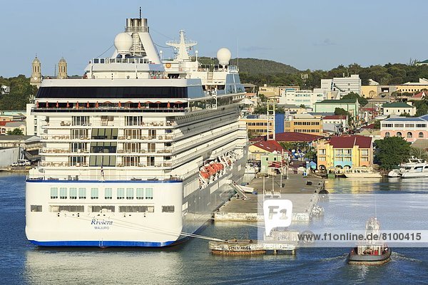 Cruise ship in St. John's Harbour  Antigua  Antigua and Barbuda  Leeward Islands  West Indies  Caribbean  Central America