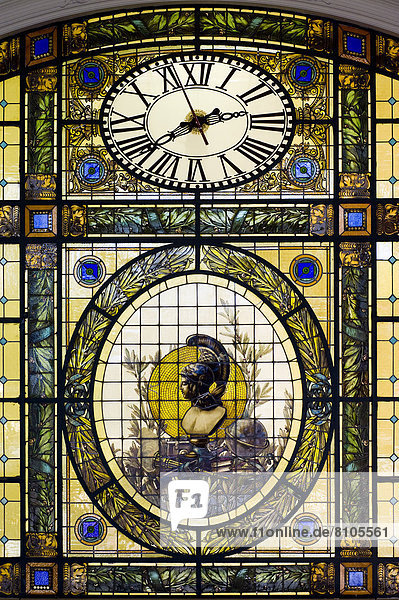 Detail Of Stained-Glass Window  Pablo Ferrando Building  Historical Site Built In 1917  Now A Bookshop  Art Nouveau Style  Montevideo  Uruguay  South America