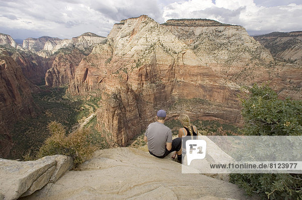 Canyon Caucasian Day Famous Place Geographical Locations Hiking Mountain National Park North America One man Only Outdoors Rock Formation Standing Tourist USA Utah Walking Zion National Park Journey Leisure Activity Nature Scenics Travel Horizontal Color Image Photography