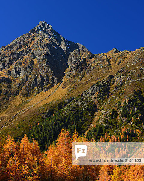 Gipfel des Gaißkogel oder Gaiskogel mit Berghang im Herbst