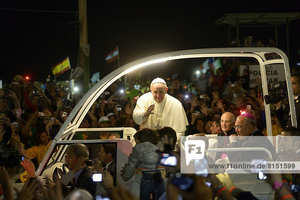 'World Youth Day 2013  Pope Francis travelling in the ''Popemobile'''