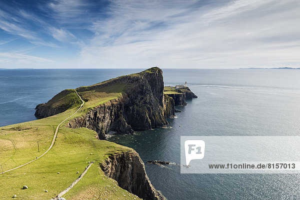 Großbritannien Schottland Blick auf Leuchtturm in Neist Point