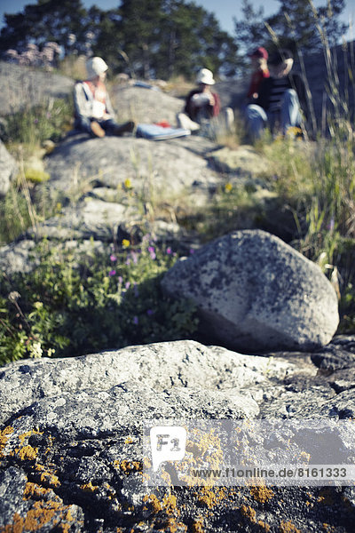Family having picnic  the Stockholm archipelago